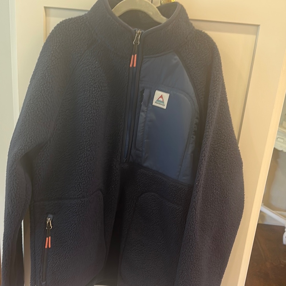Navy Fleece Jacket with Chest Pocket